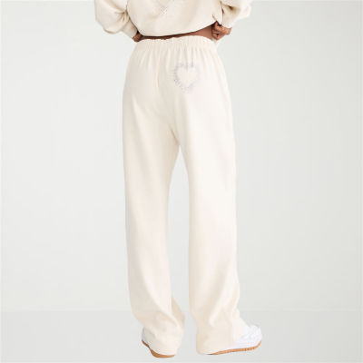 AEROPOSTALE Womens Juniors Wide Leg Mid Rise Sweatpant