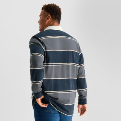 Arizona Mens Long Sleeve Regular Fit Spread Collar Striped Big and