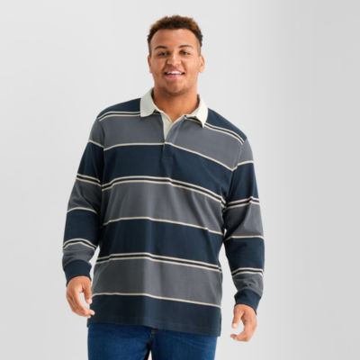 Arizona Mens Long Sleeve Regular Fit Spread Collar Striped Big and
