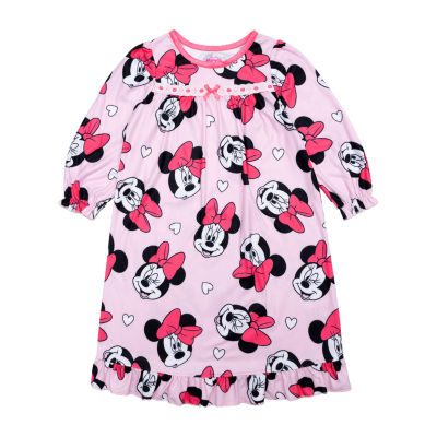 Disney Collection Toddler Girls Minnie Mouse Round Neck Long Sleeve Nightgown