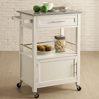 Brantley Granite Top Rolling Kitchen Cart with Towel Rack, Color: White -  JCPenney
