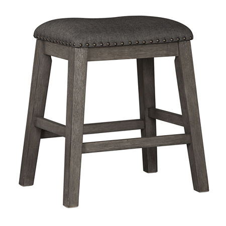 Signature Design By Ashley Caitir Set Of 2 Counter Height Upholstered Stools, One Size, Gray