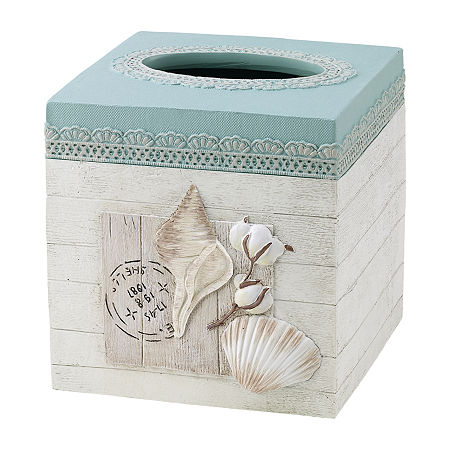 Avanti Farmhouse Shell Tissue Box Cover, One Size, Multiple Colors