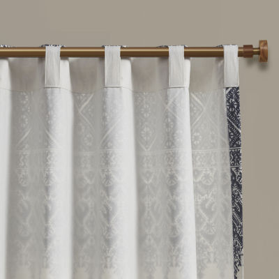 INK+IVY Mila 50"W X 84"L Cotton Printed With Chenille Detail And Lining Rod Pocket Light-Filtering Single Curtain Panel
