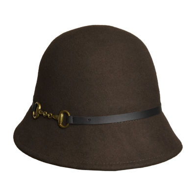 Chain-detail wool felt boater hat