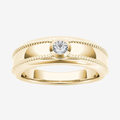Mens 3.5MM 1/5 CT. Natural White Diamond 14K Gold Wedding Band