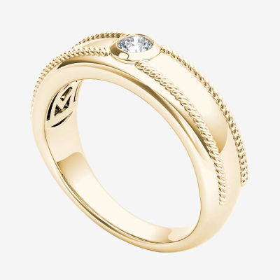 Mens 3.5MM 1/5 CT. Natural White Diamond 14K Gold Wedding Band