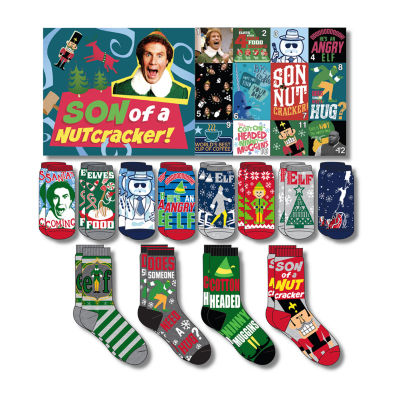 12 Days Of Advent Calendar Elf 12 Pair Crew Socks Mens