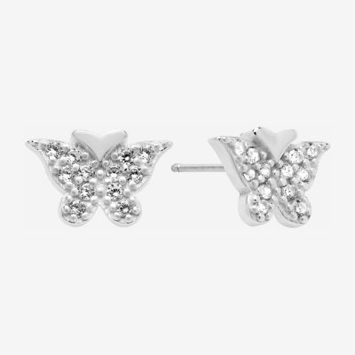 Itsy Bitsy Cubic Zirconia Sterling Silver 5mm Butterfly Stud Earrings