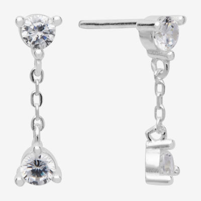 Itsy Bitsy Cubic Zirconia Sterling Silver Drop Earrings