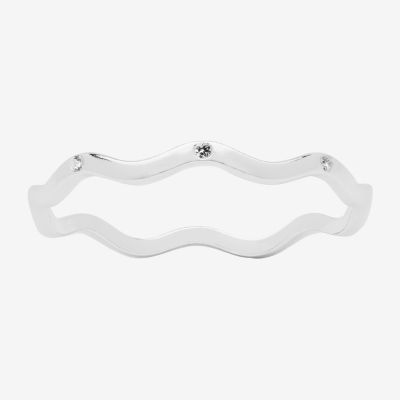 Itsy Bitsy Wavy Cubic Zirconia Sterling Silver Band