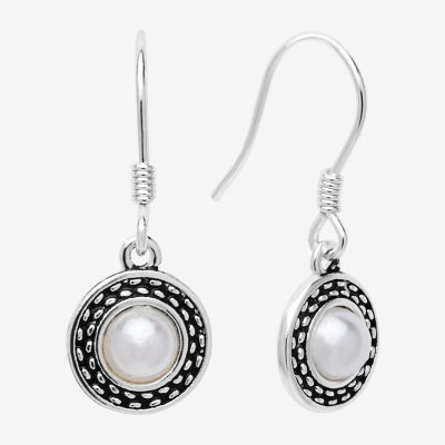 Silver Treasures Simulated Pearl Sterling Silver Drop Earrings
