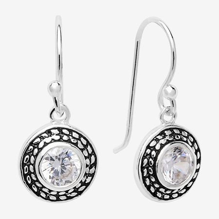 Silver Treasures Cubic Zirconia Sterling Silver Drop Earrings, One Size, Clear