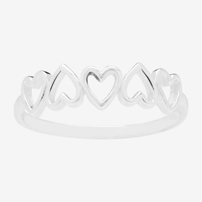 Silver Treasures Sterling Silver Heart Band