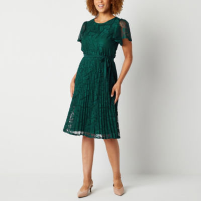 Studio 1 Short Sleeve Lace Fit + Flare Dress