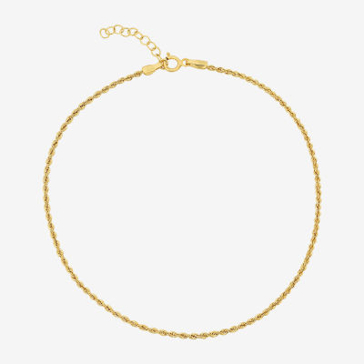 10K Gold 9 Inch Hollow Rope Ankle Bracelet