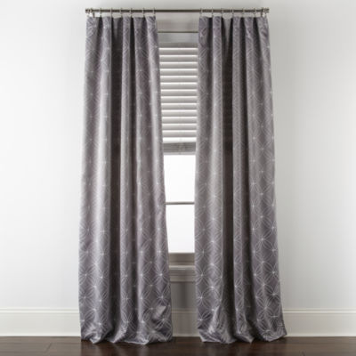 Regal Home Perth Geometric Embroidery Blackout Rod Pocket Set of 2 Curtain Panel