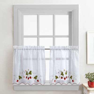 CHF Strawberry Garden 2-pc. Rod Pocket Window Tiers