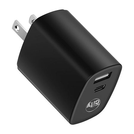 Circuit City 3.4A Dual USB-A + USB-C Foldable Wall Charger, One Size, Black