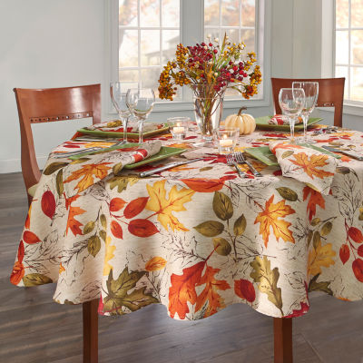 Elrene Home Fashions Autumn Leaves 70x70 Tablecloth