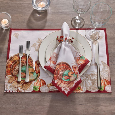 Elrene Home Fashions Holiday Turkey Set 8-pc. Napkins