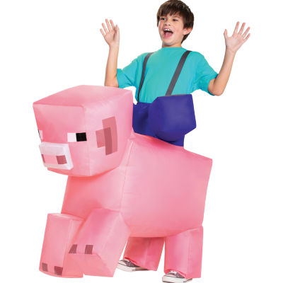 Kids Minecraft Pig Ride On Inflatable Costume