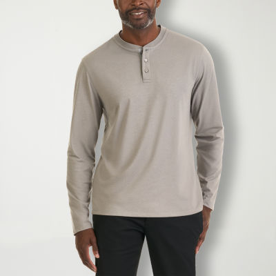 Van Heusen Essential Stain Shield Mens Long Sleeve Regular Fit Henley Shirt