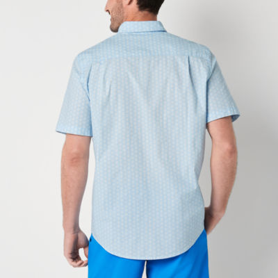 St. John's Bay Stretch Poplin Mens Slim Fit Short Sleeve Button-Down Shirt