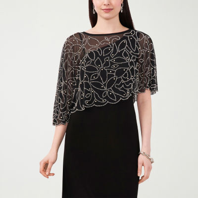 MSK Womens Embellished Short Sleeve Evening Gown