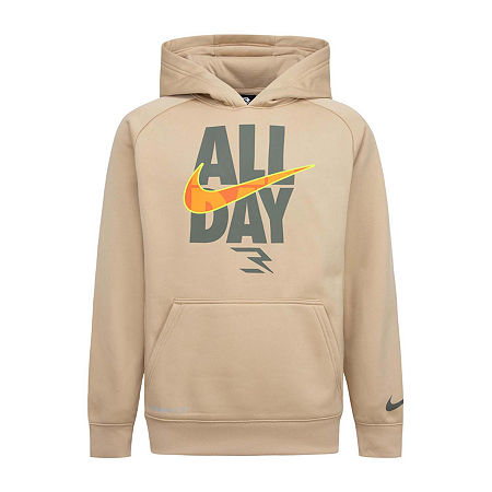 Nike 3BRAND by Russell Wilson Big Boys Dri-Fit Fleece Hoodie, Large, Beige