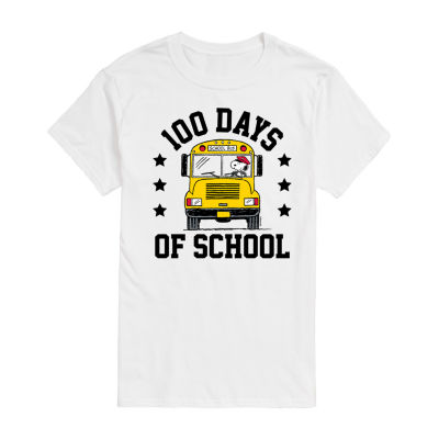 Mens Short Sleeve Snoopy 100 Days Of School Graphic T-Shirt