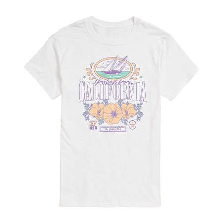 Mens Short Sleeve California Graphic T-Shirt, Xx-large, White