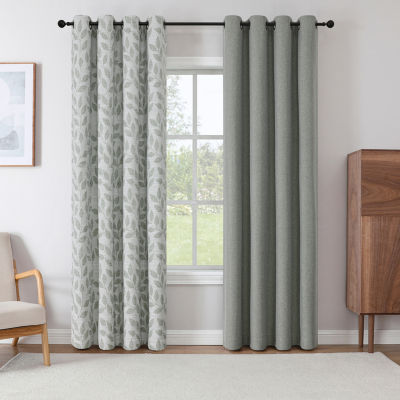 Max Blackout Leaf Reversible Grommet Top Energy Saving 100% Single Curtain Panel