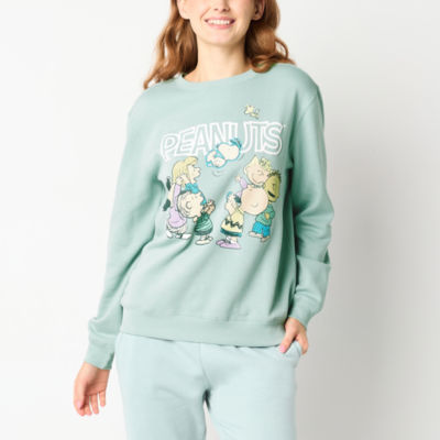 Juniors Peanuts Womens Crew Neck Long Sleeve Sweatshirt