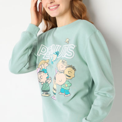 Juniors Peanuts Womens Crew Neck Long Sleeve Sweatshirt