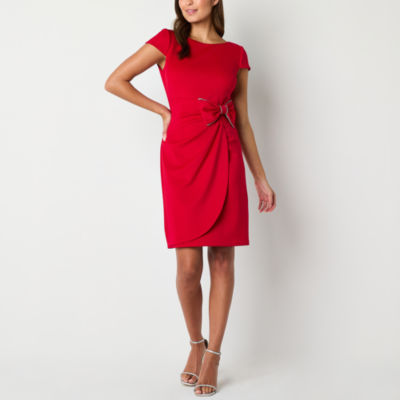 Jessica Howard Womens Bow Short Sleeve Sheath Dress