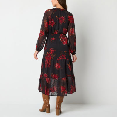 Frye and Co. Womens Long Sleeve Floral Maxi Dress