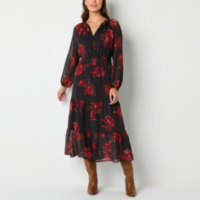 Frye and Co. Womens Long Sleeve Floral Maxi Dress