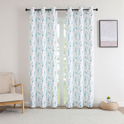 Regal Home Isla Printed Energy Saving Blackout Grommet Top Set of 2 Curtain Panel