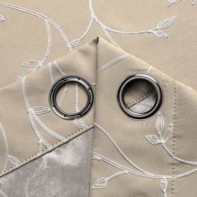 Regal Home Novah Embroidered Grommet Top Energy Saving Blackout Set of 2 Curtain Panels