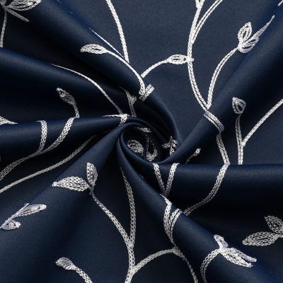 Regal Home Novah Embroidered Grommet Top Energy Saving Blackout Set of 2 Curtain Panel