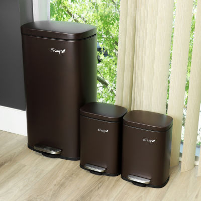 Megagoods 30 Liter And 5 Liter Stainless Steel Step Combo 3-pc. Trash Can