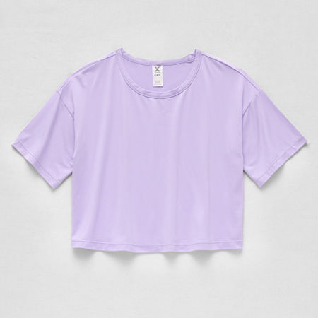 Xersion Little & Big Girls Crew Neck Short Sleeve T-Shirt, X-large (18.5) Plus, Purple