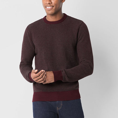 Mutual Weave Mens Crew Neck Long Sleeve Pullover Sweater, Xx-large, Red