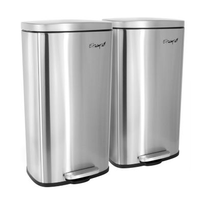 Megagoods 8 Gallon Each 30 Liter Rectangular Twin Step 2pc. Trash Can