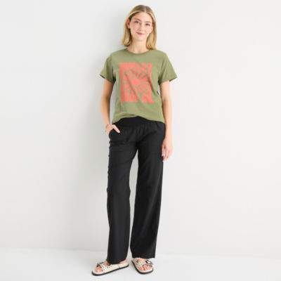Hurley Womens Juniors Straight Low Rise Pull-On Pant