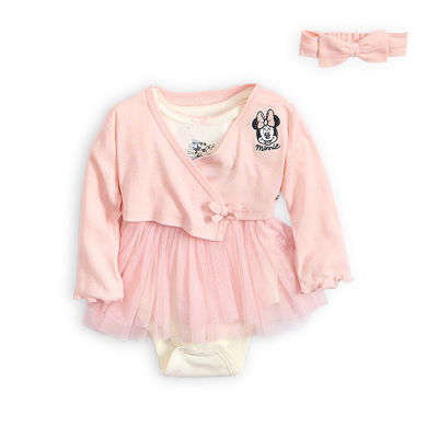 Disney Baby Girls 3-pc. Crew Neck Short Sleeve Minnie Mouse Bodysuit Set