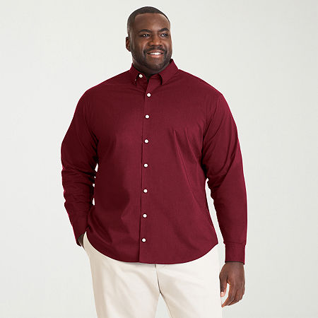 Van Heusen Cronbie Mens Long Sleeve Regular Fit Stretch Fabric Big and Tall Button-Down Shirt, 2x-large, Red