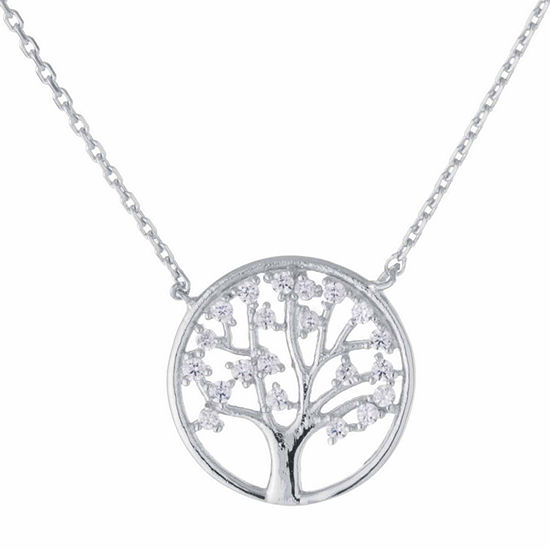 Silver Treasures Sterling Silver Cubic Zirconia Tree of Life Pendant Necklace