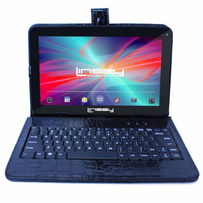 10.1" Quad Core 2GB RAM 32GB Storage Android 12 Tablet with Black Crocodile Style Leather Keyboard"